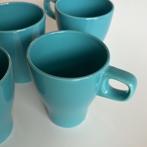 IKEA Fargrik Ceramic Coffee Tea Mugs Set of 4 Stackable Teal - Picture 6 of 8